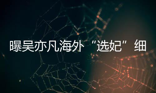 女生年纪海外选细节星座妃曝吴亦凡收手机 问